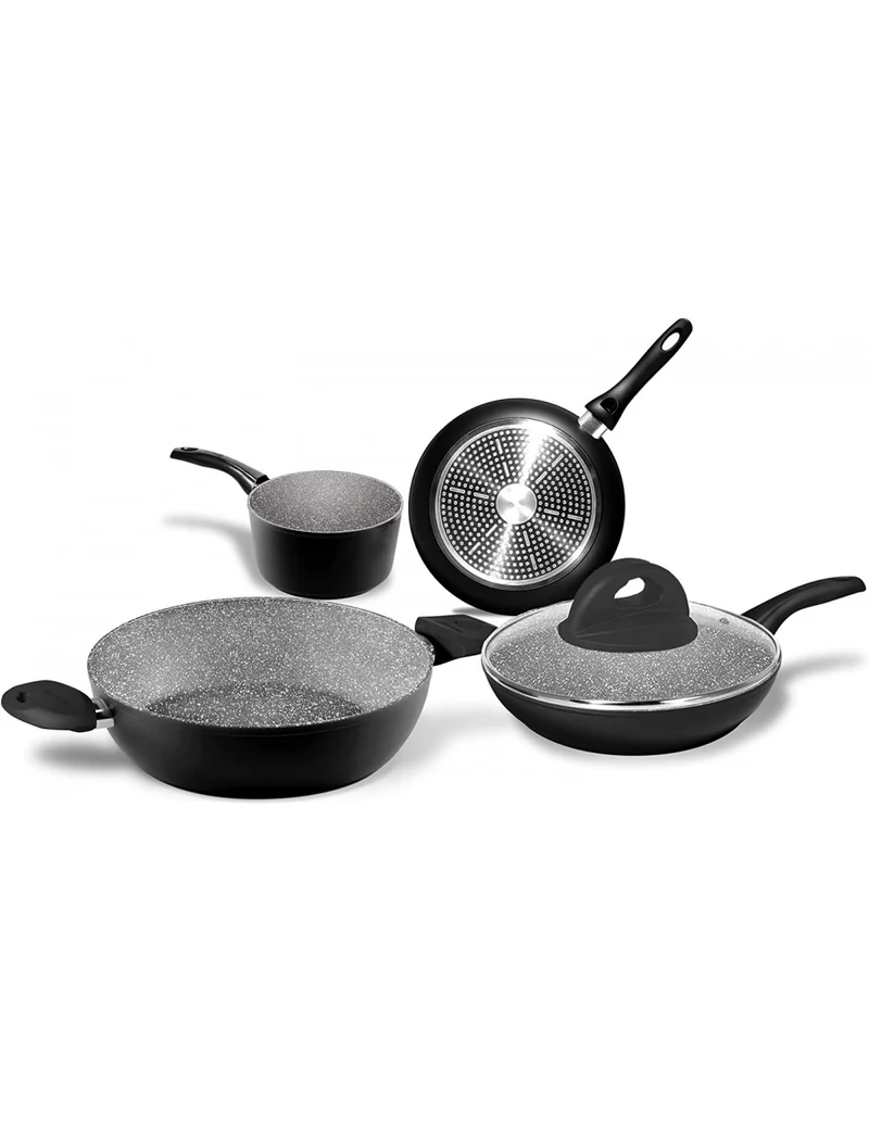Bialetti Batteria Stone 5 pezzi Y00agd0414 Y00agd0414, Stone In Black