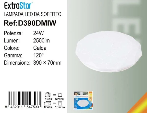 LAMPADA LED DA SOFFITTO 24W 2500LM 3000K
