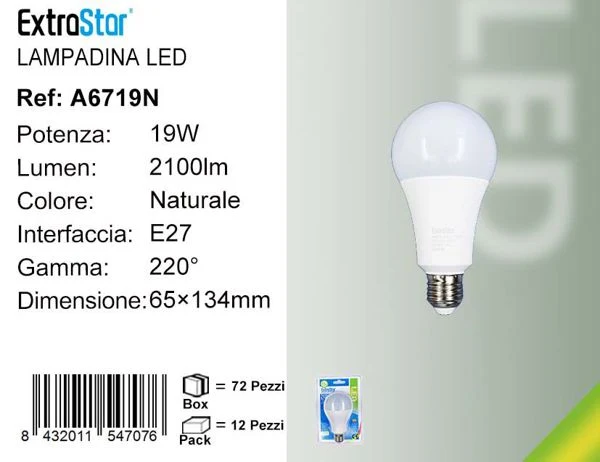 LAMPADINA LED E27 19W 2100LM 4200K