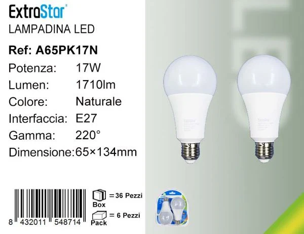 LAMPADINA LED E27 17W 1710LM 4200K 2PZ