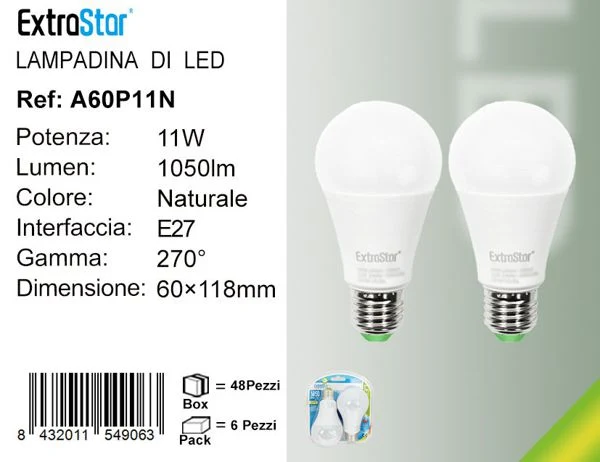 LAMPADINA LED E27 11W 1050LM 4200K 2PZ