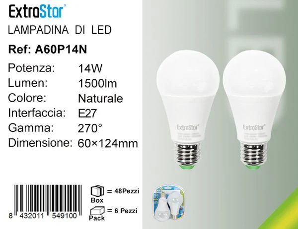 LAMPADINA LED E27 14W 1500LM 4200K 2PZ
