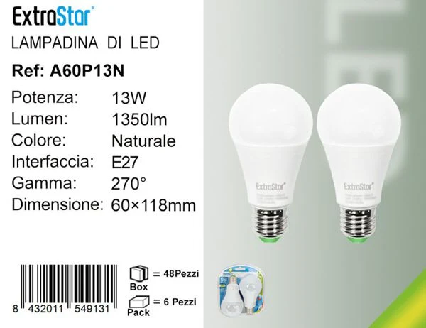 LAMPADINA LED E27 13W 1350LM 4200K 2PZ