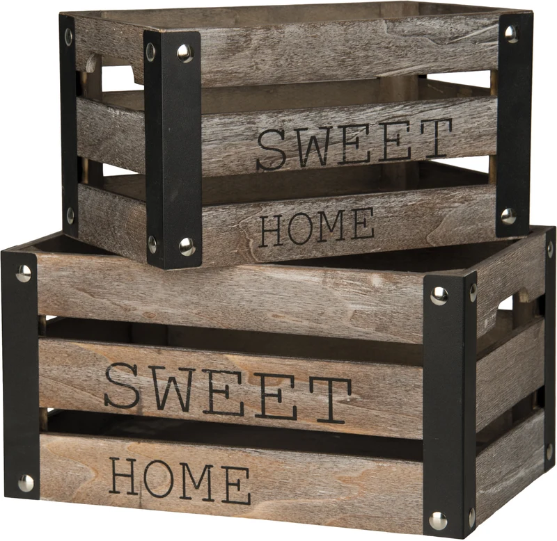 S/2 CASSETTA LEGNO INDUSTRIAL