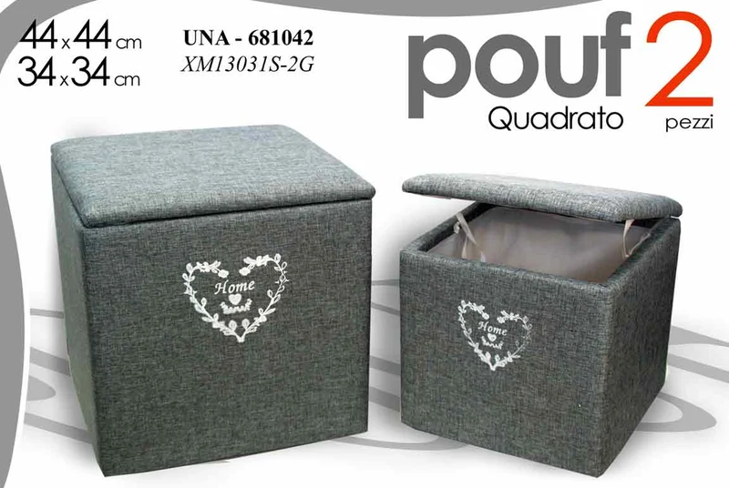 UNA/2PZ POUF GRI QUA CUORE XM13031S/2-G