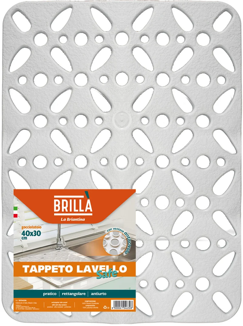 TAPPETO LAVELLO SAFE RETTANG. C/VENTOSE 40X30 CM