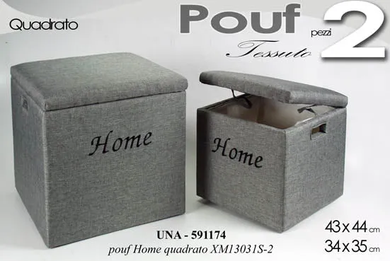 2PZ POUF GRIGIO HOME QUAD
