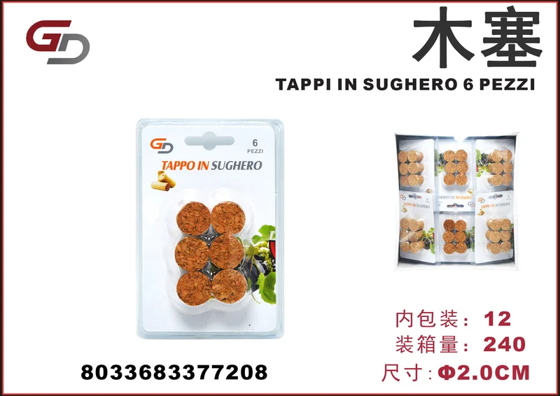 TAPPI IN SUGHERO 2,0CM 6 PEZZI 1/12PZ. CT240