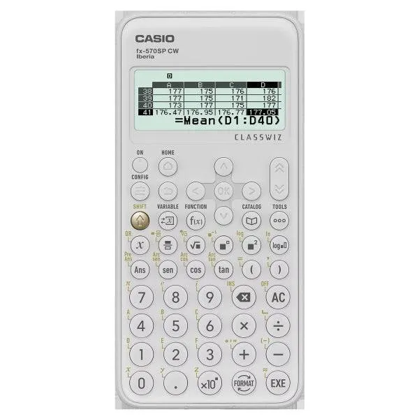 Casio Iberia Classwiz FX-570SP Calcolatrice Scientifica Display LCD 12 Cifre - 560 Funzioni - Custodia Protettiva - Colore Bianco