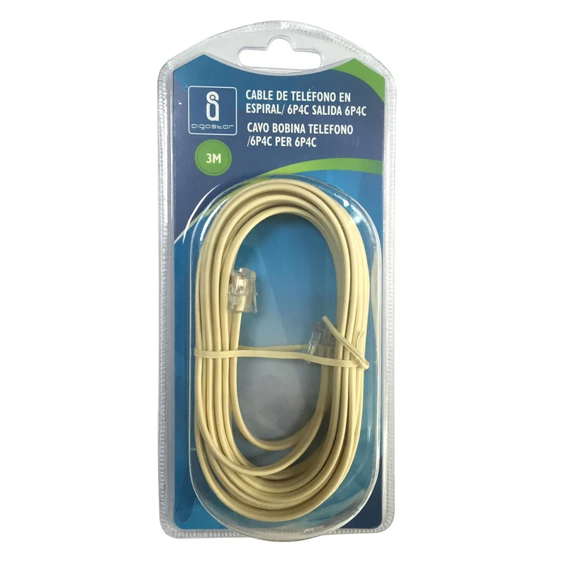 TELEPHONE COIL CORD /6P4C TO 6P4C 3M
