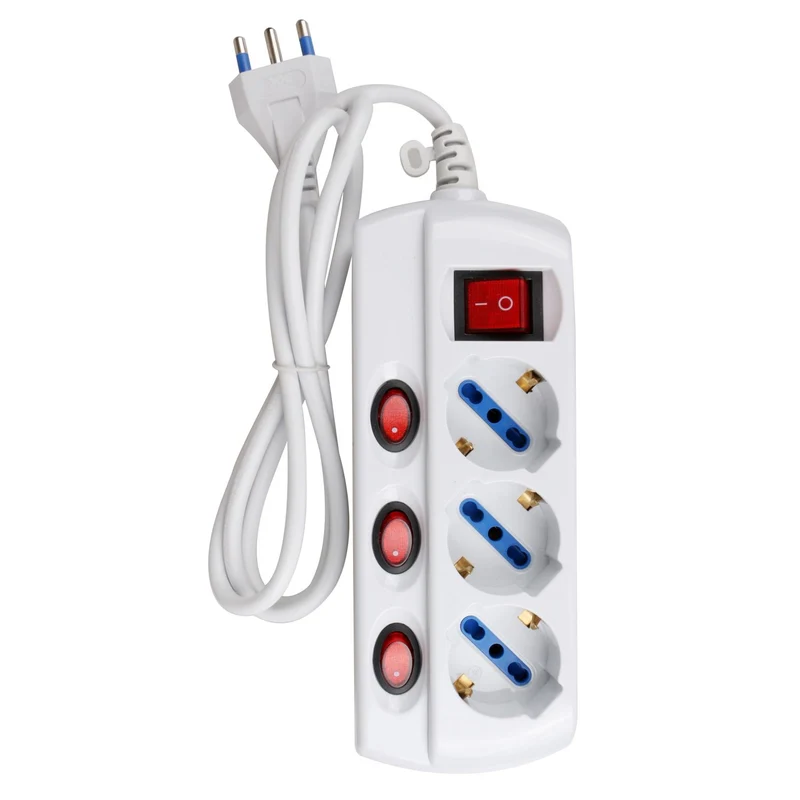 3-WAY SOCKET-OUTLET WITH INDIVIDUAL SWITCH 3G1.0m 1.5M