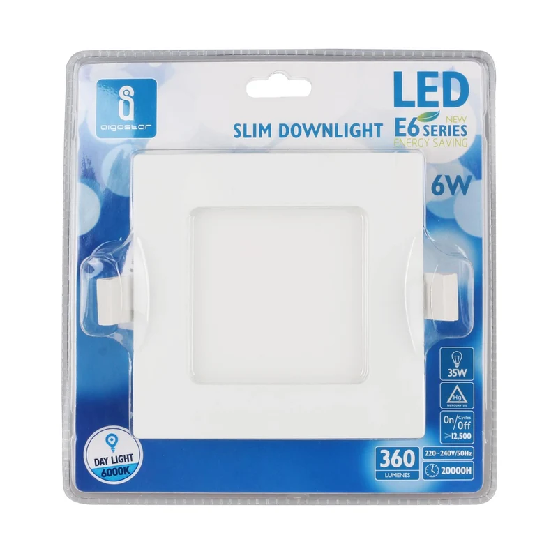 LED E6 SLIM DOWN LIGHT 6W 6000K(Cutout:105mm) /SQUARE/BLISTER