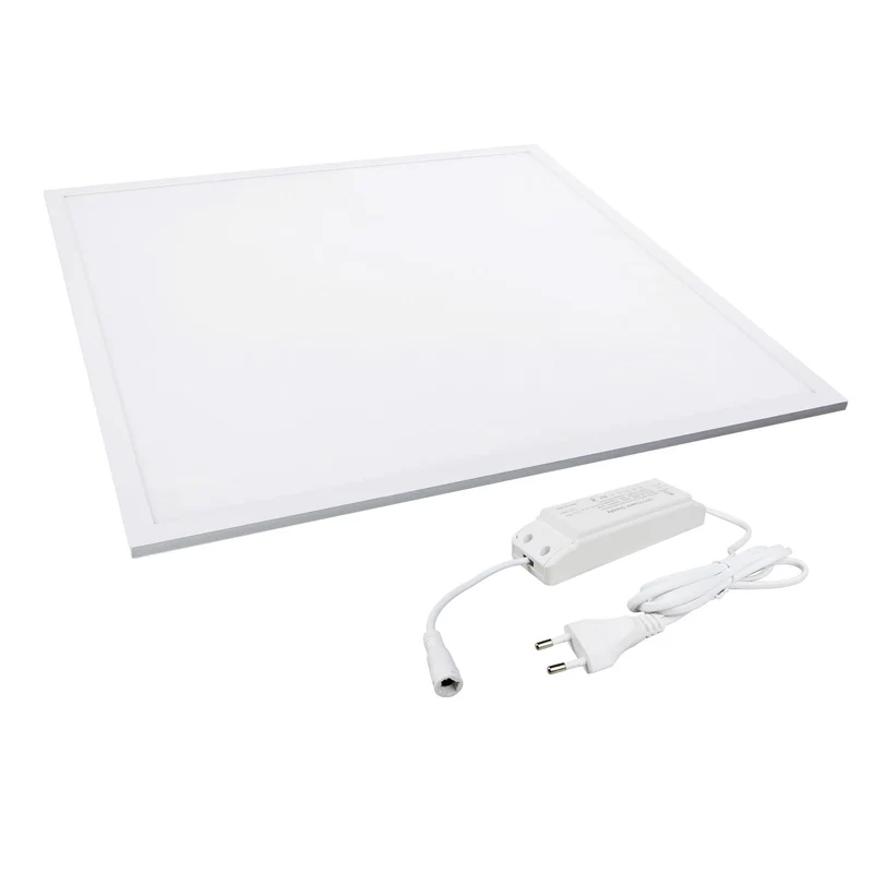 LED E5 PANEL LIGHT 40W 6000K(Size:595*595*8mm 100lumen/W)/MILKY WHITE/1.5m WIRE/WITH PLUG,UGR<19