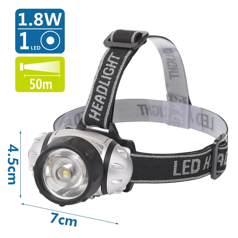 TORCIA FRONTALE LED DA TESTA (1.8W,7000K,luce bianca,110lm,50M)