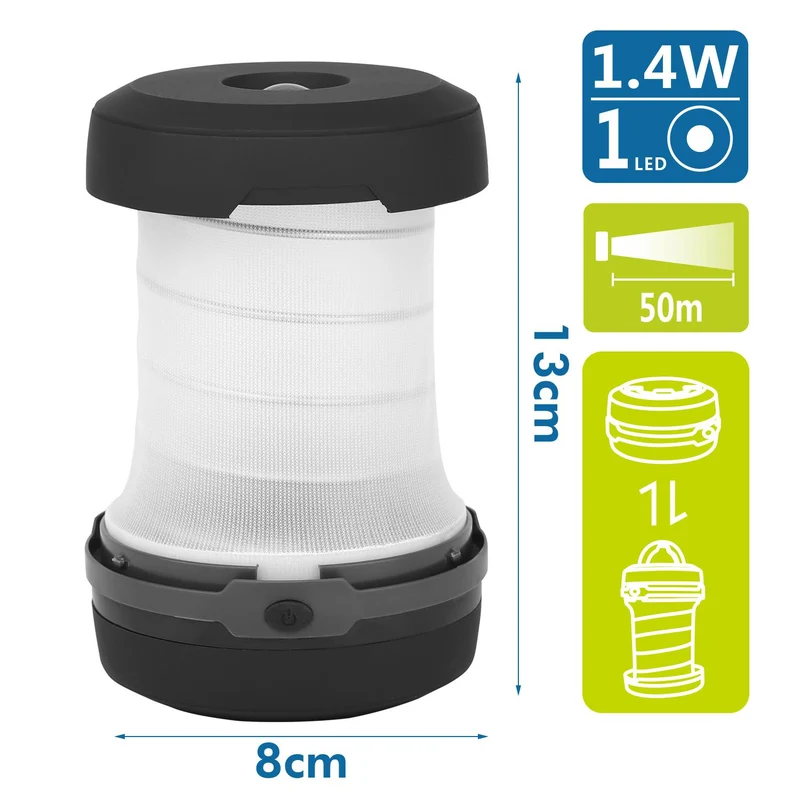 LED CAMPING LIGHT GRAY WITH HOOK,use 3*AA batteries(1.4W,7000K,luce bianca,75lm,50M)