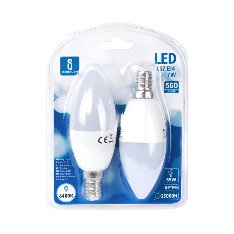 LED A5 C37 E14 7W 6400K/DOUBLE