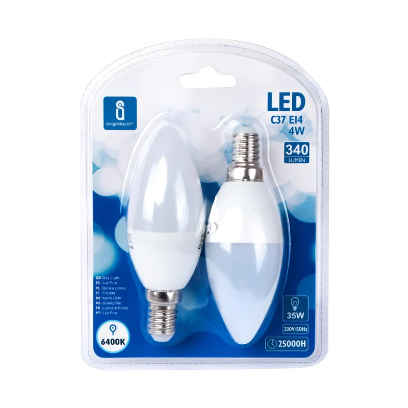 LED A5 C37 E14 4W 6400K/DOUBLE