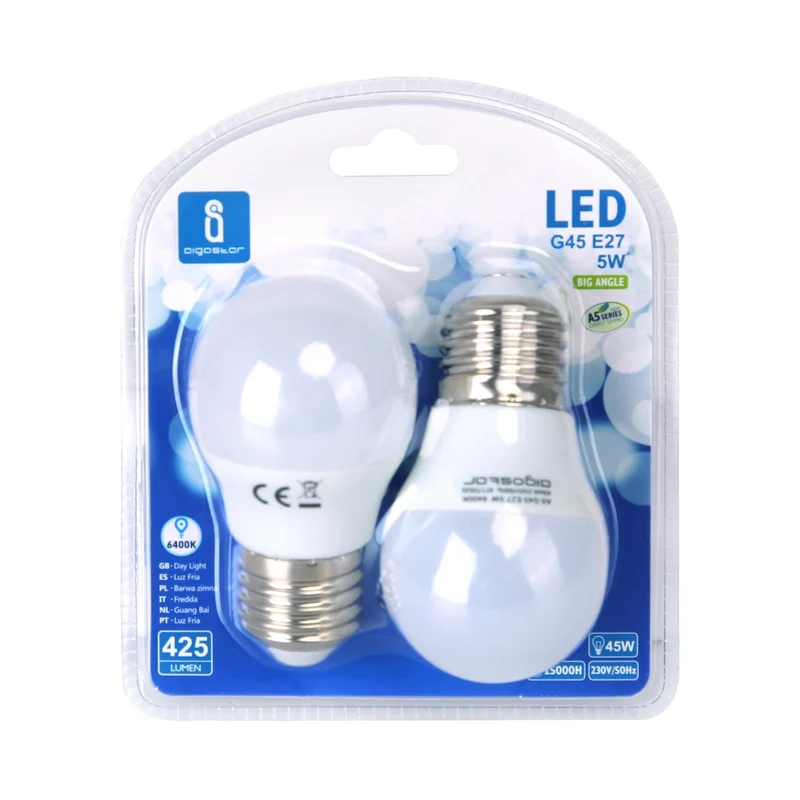 LED A5 G45 BIG ANGLE E27 5W 6400K/DOUBLE