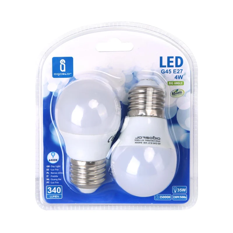 LED A5 G45 BIG ANGLE E27 4W 6400K/DOUBLE