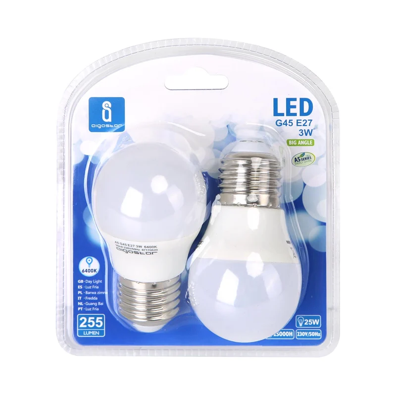 LED A5 G45 BIG ANGLE E27 3W 6400K/DOUBLE