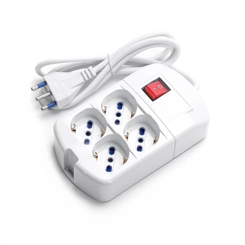 4 fori presa multipla(4WAYS,Rettangolare,5m,H05VV-F 3G1.0mm2,Max 2500W)
