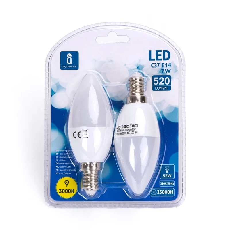 LED A5 C37 E14 7W 3000K/DOUBLE(7W,E14,3000K)