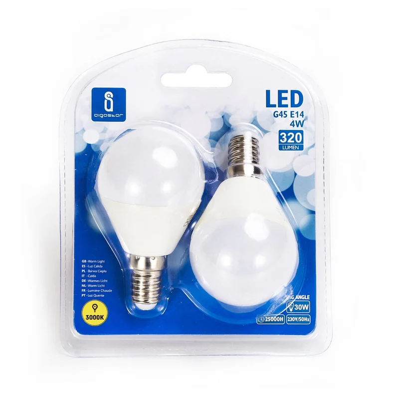 LED A5 G45 (2 pcs)(4w,E14,3000K)
