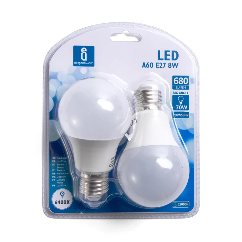 LED A5 A60 BIG ANGLE E27 8W 6400K/DOUBLE(8W,E27,6400k)