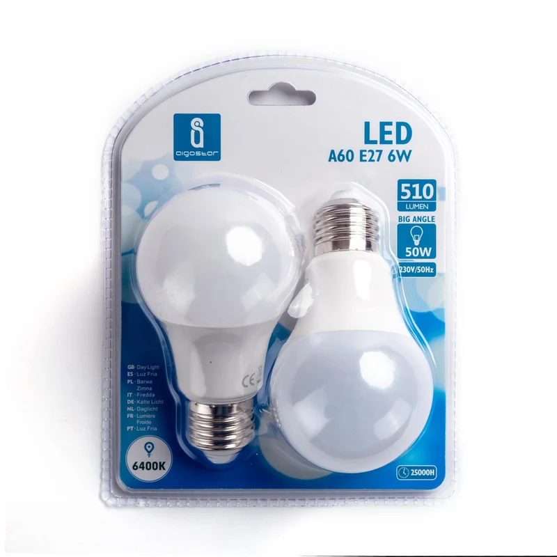 LED A5 A60 BIG ANGLE E27 6W 6400K/DOUBLE(6W,E27,6400k)