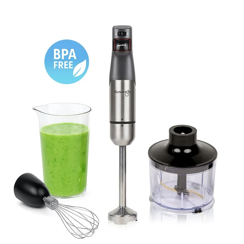 Kuvings MIXPRO1000 Frullatore a Immersione 1000W | Minipimer con Tritatutto, Frusta e Tazza