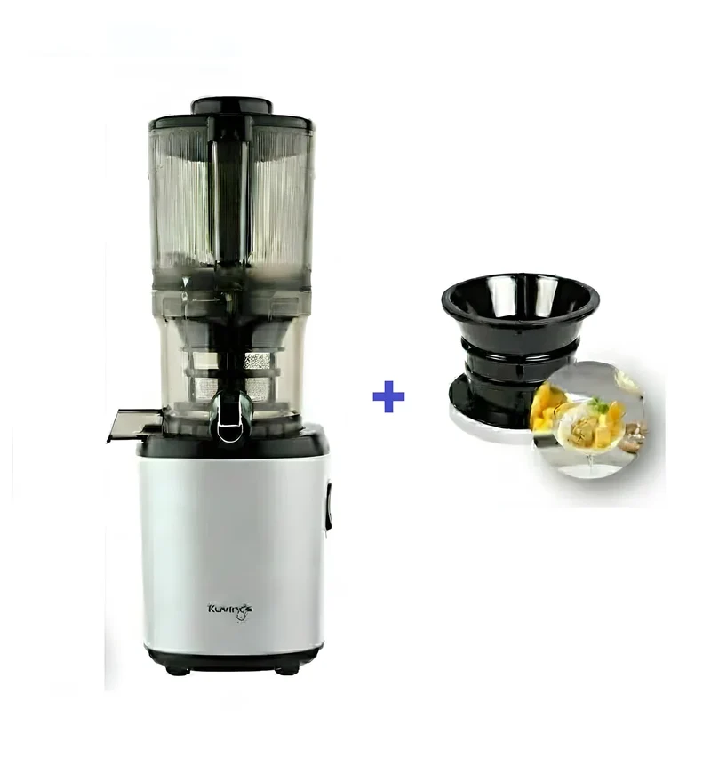 Kuvings AUTO6 Estrattore 200W Silver, Slow Juicer Automatico con Filtro da Gelato bianco