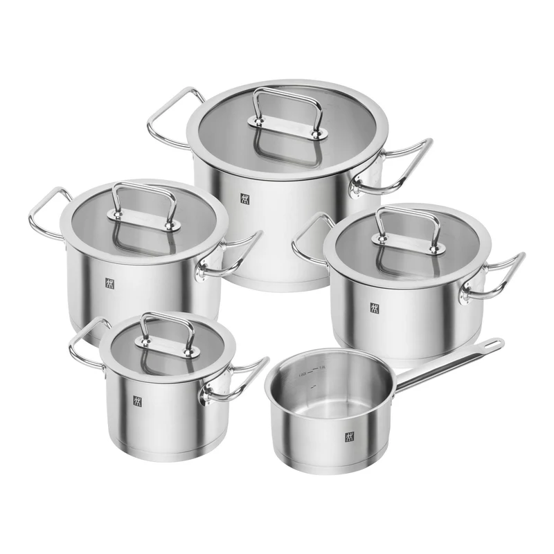 Zwilling Pro Set 5 Pentole in Acciaio Inox: Casseruola 16 cm 1,5L + 20 cm 3L, Pentola 16 cm 2L + 20 cm 3,5L + 24 cm 6L – Art. 65120-005-0