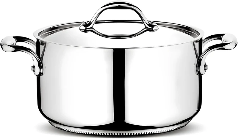 Lagostina Accademia Lagofusion Casseruola Fonda Ø 18 cm 2 Maniglie con Coperchio, Acciaio Inox 18/10 Pentola Induzione Gas e Forno Finitura Lucida Esterna e Satinata Interna Fondo 5 Strati