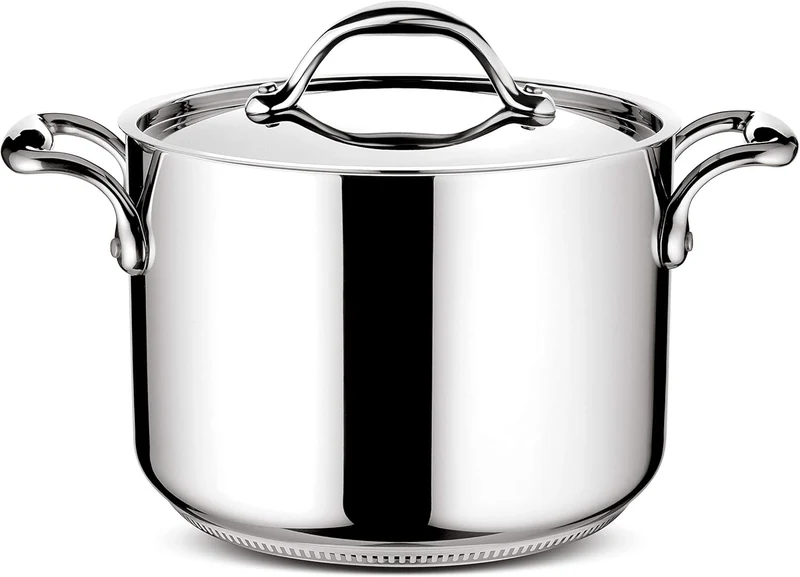 Lagostina Accademia Lagofusion Pentola con 2 Maniglie e Coperchio in Acciaio Inossidabile 20 cm (4,2 l) con coperchio adatta a tutti i piani cottura compresa induzione