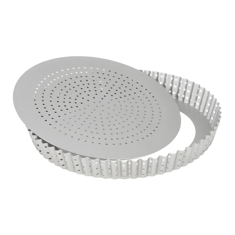 Patisse Tortiera quiche/pizza tonda 28 cm perforato "Silver Top" con fondo removibile