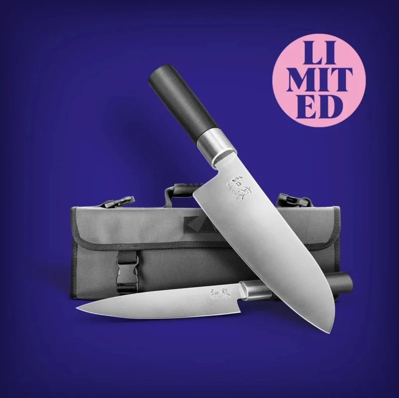 KAI Wasabi Black Limited Edition Set 2025 – Santoku × Coltello multiuso × Borsa per coltelli KAI