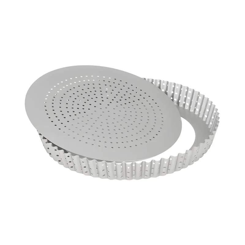 Patisse Tortiera quiche, torte, pizza tondo perforato "Silver Top" con fondo removibile cm Ø24x3