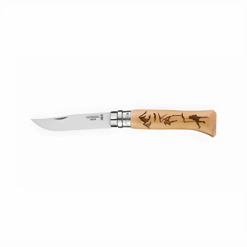 Opinel N. 08 coltello con Impugnatura incisa tema Arrampicata