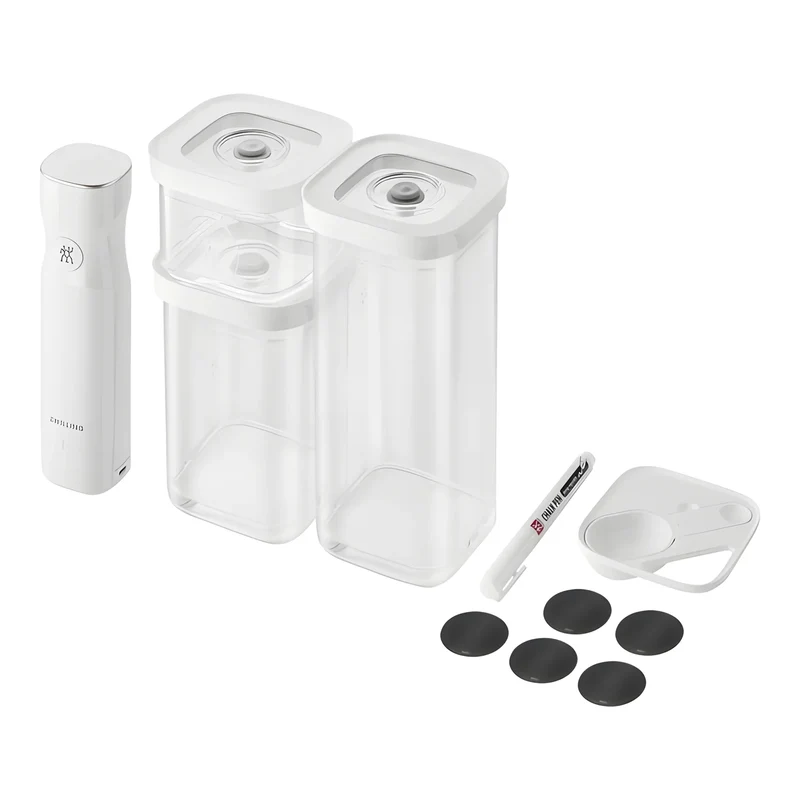 Zwilling Fresh & Save CUBE Starter Set con Pompa Sottovuoto – 6 Pezzi, Trasparente-Bianco, Art. 1025401