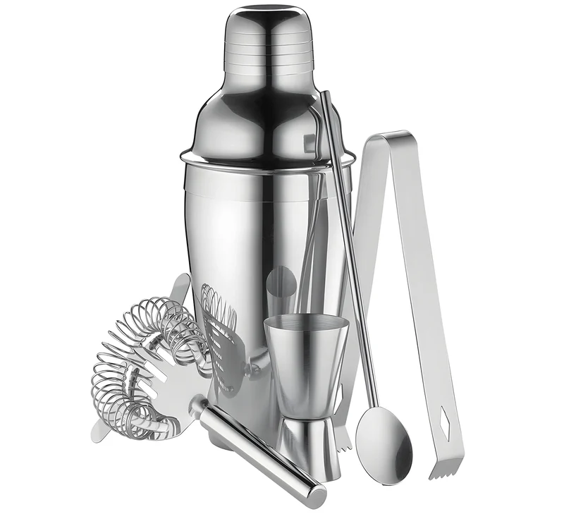 Cilio Set da barman da 5 pezzi shaker in acciaio inox lucido