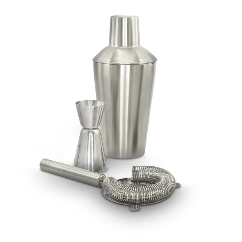 Pulltex Set barman cocktail inox Basic a 3 pezzi cm 23x17x11