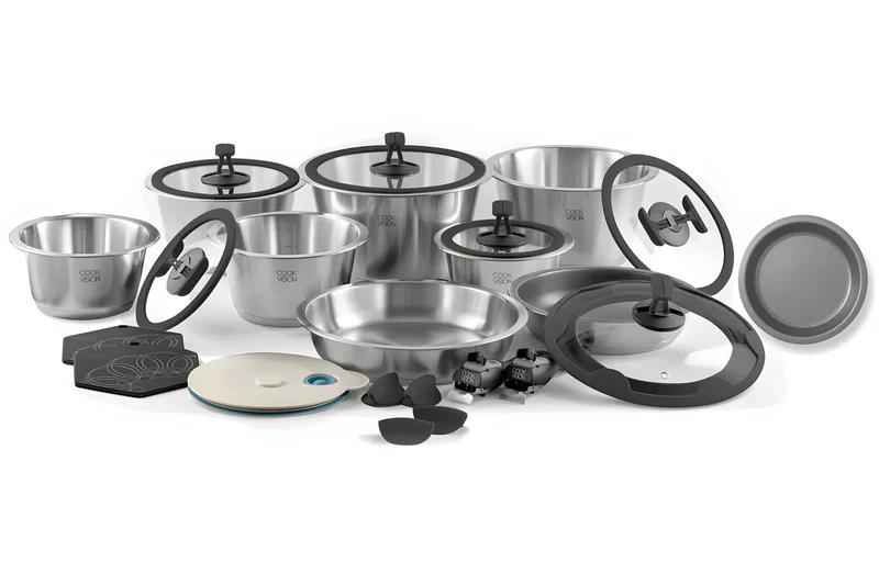 Cookvision Nesto | Batteria di Pentole Salvaspazio 24 Pezzi | Acciaio Inox 18/10 | Induzione