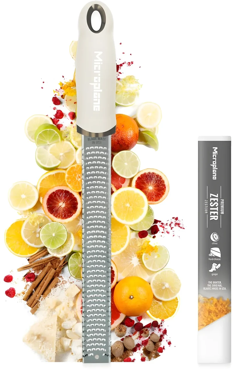Microplane grattugia zester avorio adatta per scorze d'agrumi, formaggi duri, zenzero, cioccolata, spezie 46323E