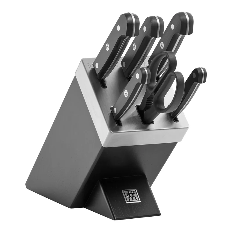Zwilling Gourmet Set 7 Pezzi con Ceppo Nero Autoaffilante – 5 Coltelli + Forbice 36133-210-0