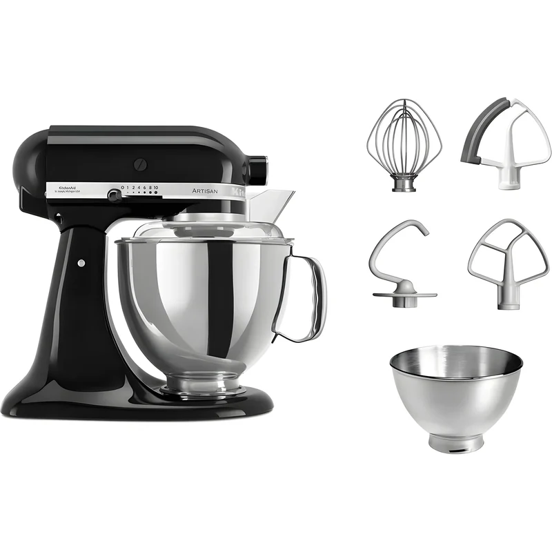 KitchenAid Planetaria Artisan con testa reclinabile 4,8L Nero Onice + Accessori