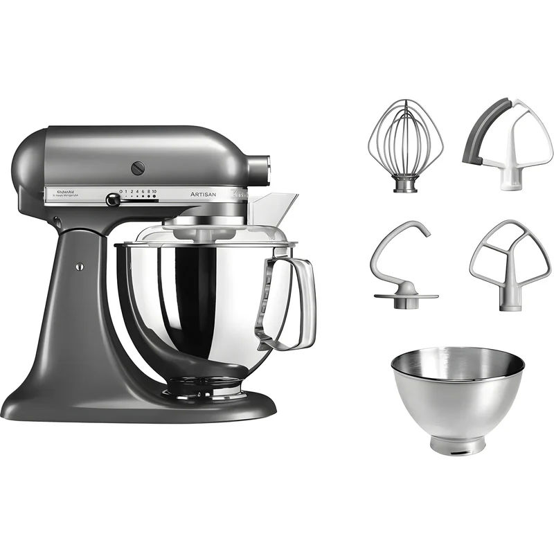 KitchenAid Planetaria Artisan con testa reclinabile 4,8L Argento + Accessori