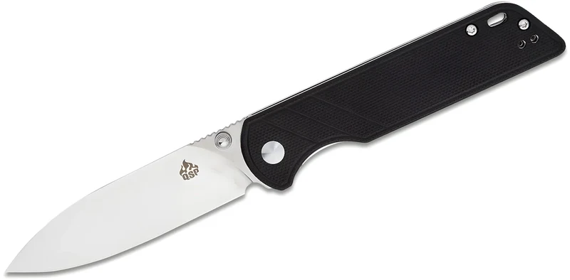 QSP coltello serramanico lama 82 mm in D2 impugnatura G10 nero G-10 QS102-A