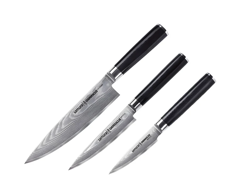 Samura set di tre coltelli damascati da CUOCO, da FILETTARE e SPELUCCHINO SD-0230