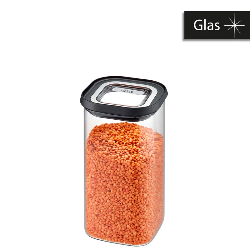 Gefu Barattolo in vetro borosilicato per dispensa con tappo trasparente ermetico impilabile PANTRY 1400 ml 12803