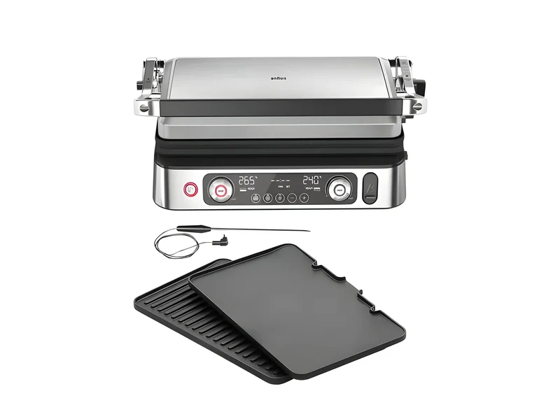 Braun Griglia a contatto MultiGrill 9 Pro CG 9160 Nero/Acciaio con sonda termica per cotture al cuore